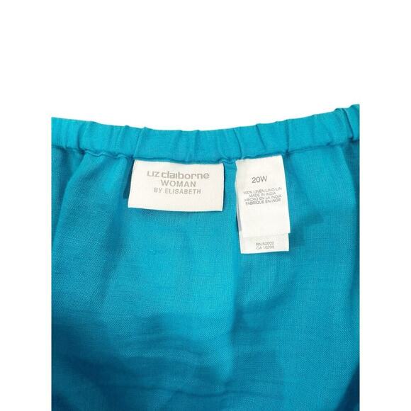 Liz Claiborne Bright Blue Pull On 100% Linen Embroidered Skirt Beach Womens 3XL - Picture 4 of 7